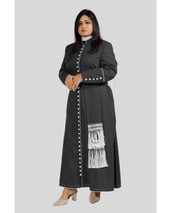 Black Clergy Cassock for Women in Sleek Design
