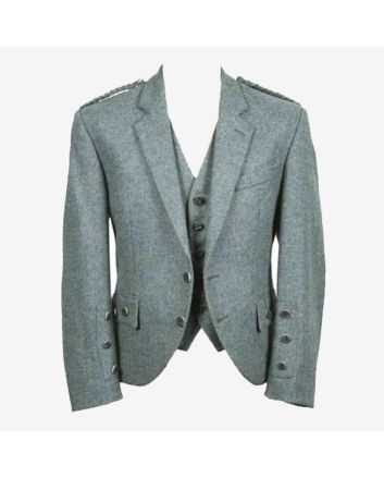 Lovat Wool Green Tweed Argyle Wedding Kilt Jacket 