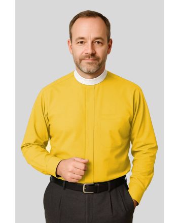 Radiant Gold Neckband Clergy Shirt Sign of Honor & Faith
