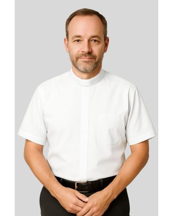 Classic Neckband White Mens Clerical Shirt
