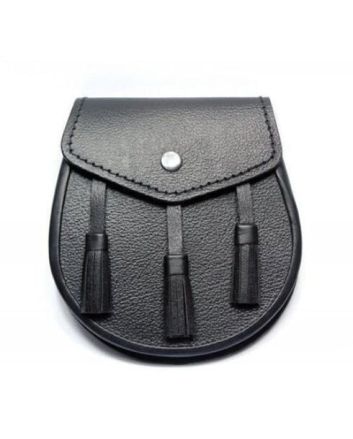 Plain Black Leather Casual Day Sporran