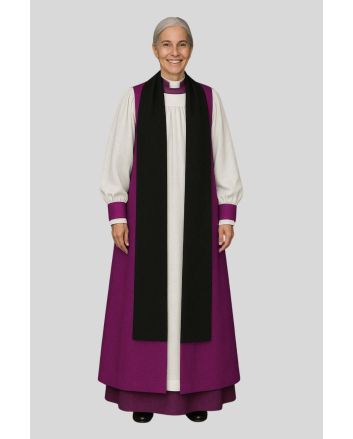 Women’s Purple Clergy Chimere with Black Tippet Overlay
