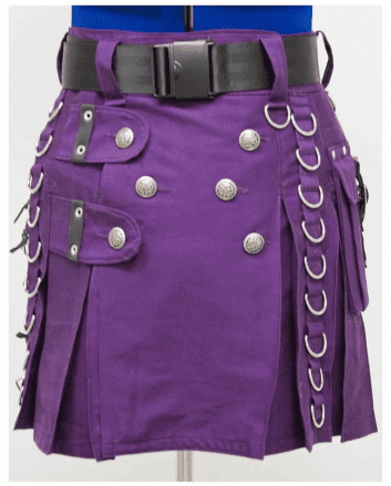 Women Purple Fashion Utility Kilt

