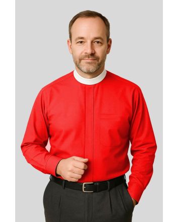 Liturgical Red Neckband Clergy Shirt Ideal for Church Services
