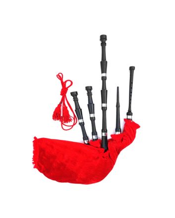 Beautiful Red Velvet Highland Bagpipe Set   