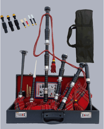 Royal Stewart Tartan Beautiful Bagpipe Set
