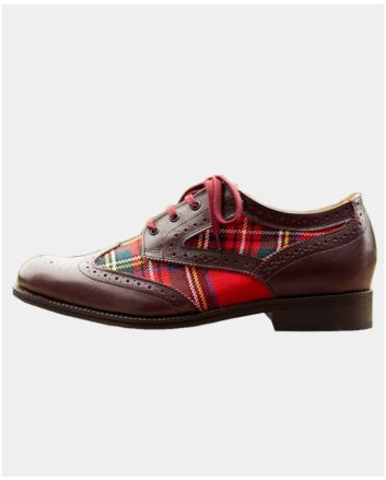 Scottish Brown Leather Tartan Ghillie Shoes