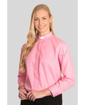 Soft Pink Tab Collar Shirt for Female Clergy
