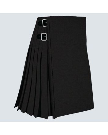 Solid Black Modern Tartan Kilt
