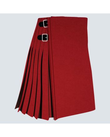 Solid Red Modern Tartan Kilt
