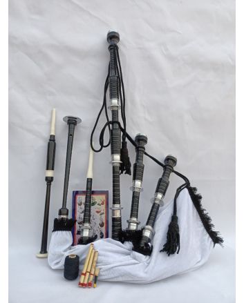 Highland New White Velvet Bagpipe Set