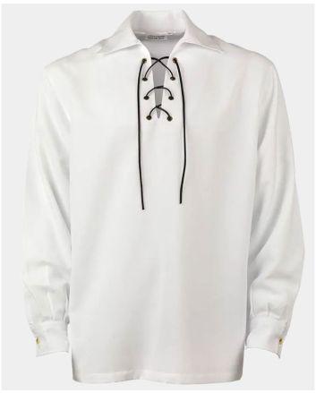 White Jacobite Ghillie Shirt for Kilt