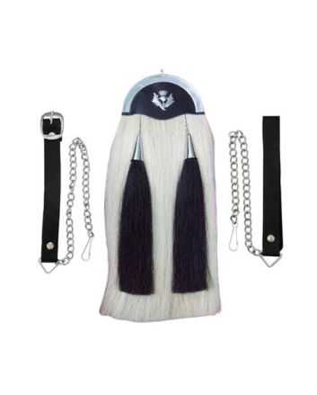 Patent Leather Drummer Horse Hair Sporran With Thistle