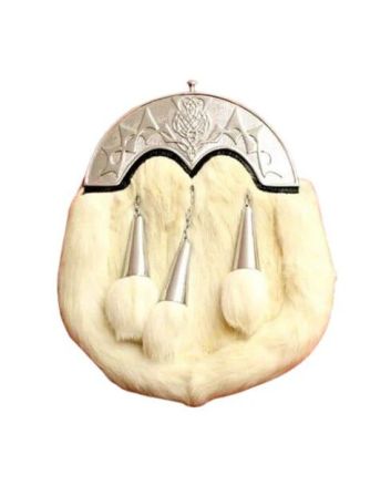 Modern Thistle Cantle White Rabbit Fur Sporran