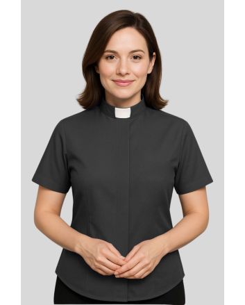 Professional Black Clergy Shirt for Female Ministers

