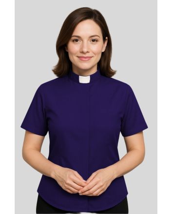 Women’s Navy Clergy Shirt with Tab Collar Fit
